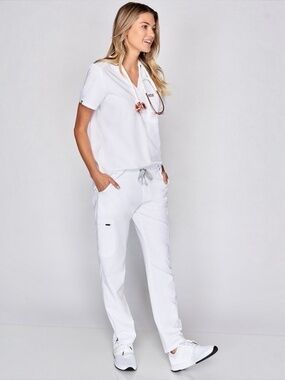 Figs Women's Yola Skinny Scrub Pant (JUST PANT) in White Size S